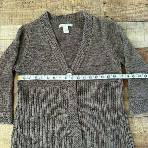 Sarah Spencer women's size medium gray knit sweater button cardigan grandma core - Picture 2 of 6
